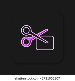 Filled Scissors cuts discount coupon icon isolated on black background. The concept of selling in an online supermarket at low prices or half the cost. Flat filled outline style with shadow. Vector
