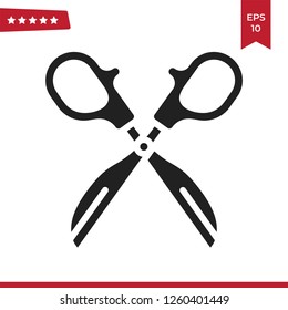 Filled Scissors icon vector isolated on white background. Modern symbol in trendy flat style for mobile app and web design.