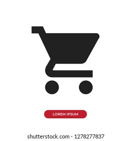 Filled Shopping cart icon vector isolated on white background. Modern symbol in trendy flat style for mobile app and web design.