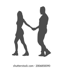 A filled silhouette of a couple in love. Silhouette of a man and a woman for creative design. Simple Style