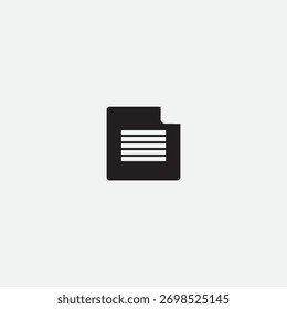 Una silueta rellena de un documento o papel que representa un informe de archivo o contenido guardado