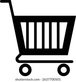 Filled Silhouette Shopping Cart Vector Illustration for Online Retail