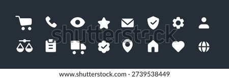 Filled Solid E-commerce Icon Set. Bold Online Store Interface Symbols.