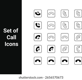 Diseño de conjunto de iconos de llamada de barra llena