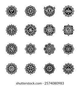 A filled style icon of aromatherapy chakra symbol