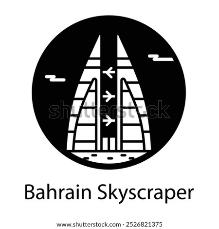 A filled style icon of bahrain skyscraper 