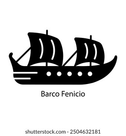 A filled style icon of barco fenicio