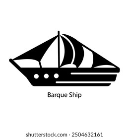 A filled style icon of barque ship 