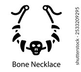 Filled style icon of bone necklace 