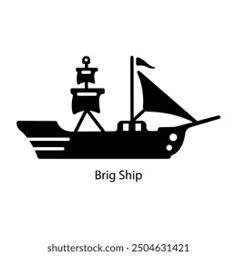 A filled style icon of brig ship 