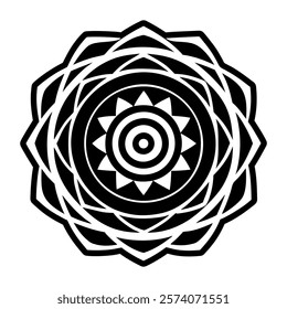 A filled style icon of chakra design symbol