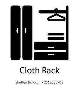 A filled style icon of cloth rack 