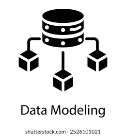 Um ícone de estilo preenchido da modelagem de dados 