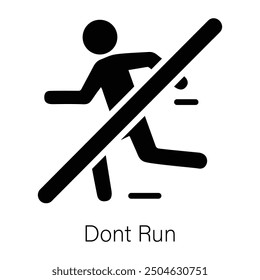 A filled style icon of dont run sign 