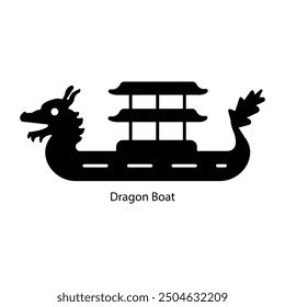 A filled style icon of dragon boat 