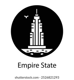 A filled style icon of empire state 
