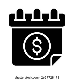 A filled style icon of financial plan calendar
