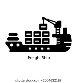 A filled style icon of freight ship