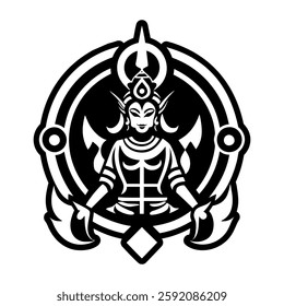 A filled style icon of guardian god symbol