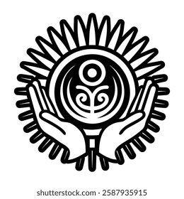 A filled style icon of healing hands symbol