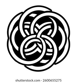 A filled style icon of interlocked circles symbol