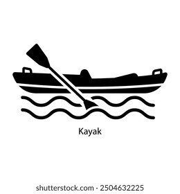 A filled style icon of kayak