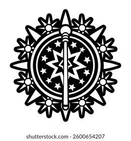 A filled style icon of magic wand tattoo