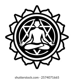 A filled style icon of meditation symbol