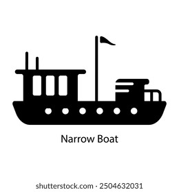 A filled style icon of narrow boat 