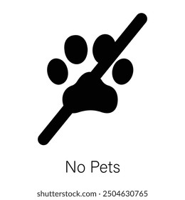 A filled style icon of no pets sign