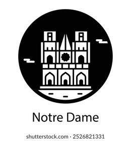 A filled style icon of notre dame 