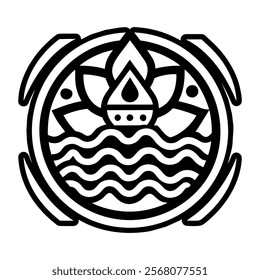 A filled style icon of sacred water symbol