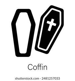 A filled style icon showing coffin box 