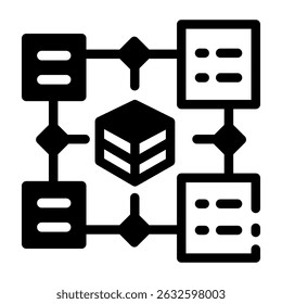 Filled style icon showing data modelling layered diagram
