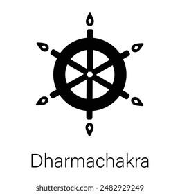 A filled style icon showing dharmachakra