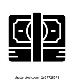 A filled style icon showing layered money stack