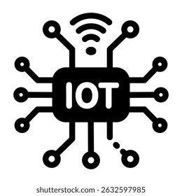 Filled style icon showing smart iot technology 

