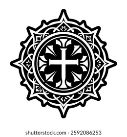 A filled style icon of station cross symbol