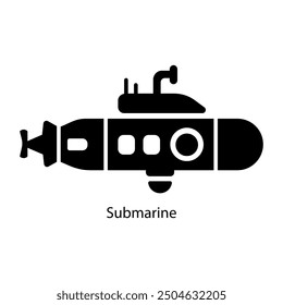 A filled style icon of submarine 