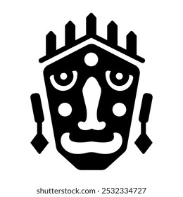 Filled style icon of tribal god mask 