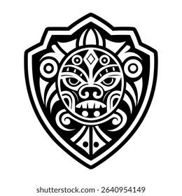 Filled style icon of a tribal protection shield
