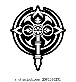A filled style icon of vajra scepter symbol