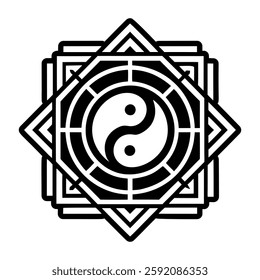 A filled style icon of yin yang symbol