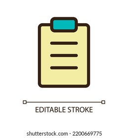 Icono de la unidad de color RGB perfecto para píxel comprimido relleno. Notas de escritura a mano. Recopilar datos. Elemento de línea simple rellenado. GUI, diseño UX para aplicación móvil. Pictograma aislado del vector. Trazo editable. Tipo de letra arial utilizado