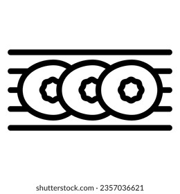 Filled tortillas on wire rack line icon, street food concept, wraps on steel grill vector sign on white background, outline style icon for mobile concept and web design. Vector graphics