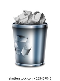 Filled trash can, vector illustration