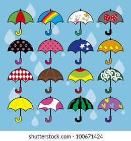 Filled with a variety of umbrella
