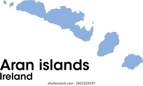 Filled vector map of the Aran Islands, Ireland, isolated on a light background. Detailed geographic illustration of the island group ideal for cartography, geography, education, GIS, regional planning, travel and infographic projects.