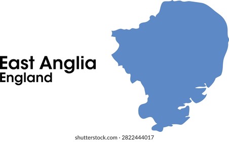 Filled vector map of East Anglia, England, United Kingdom, isolated on a light background. Detailed geographic illustration of the historic region ideal for cartography, geography, education, GIS, regional planning, travel and infographic projects.