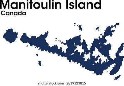 Filled vector map of Manitoulin Island, Ontario, Canada, isolated on a light background. Detailed geographic illustration ideal for cartography, geography, education, GIS, regional planning, travel and infographic projects.